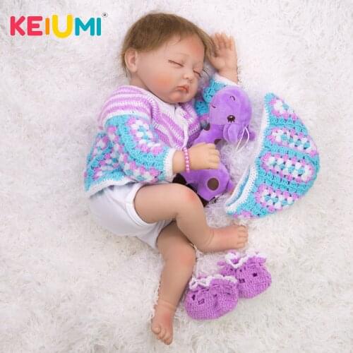 KEIUMI Clothe Body Reborn Baby Girl Doll 55 CM 22 Inch Lovely Closed Eye Doll For Christmas Day Surprise