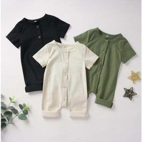 Newborn Infant Baby Boy Girls Button Romper Jumpsuit Playsuit Sunsuit Clothes 0-12M