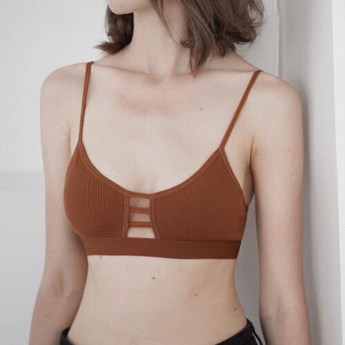 Summer Women Casual Knit Crop Tops 2019 New Women Summer Solid Casual V-Neck Knit Padded Crop Tops Bras