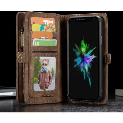 Magnetic Split Leather Zipper Multi Slots Wallet Case For iPhone 12 11 Pro Max 12 mini 7 8 Plus X Xs With Card Slot Stand Cover