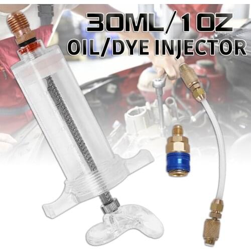 Oil/Dye Injector 30Ml 1 Oz with Low Side Quick Coupler Adapter 1/4 SA E