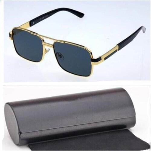 Mens and womens quality sunglasses Metal square sunglasses Sun protection mirror Color mirror Includes black leather box