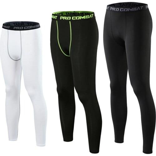 Men Running Tights Compression Pants Super Elastic Gym Fitness Sports Leggings Ankle Length Quick Dry Yoga Bottom Training Wear