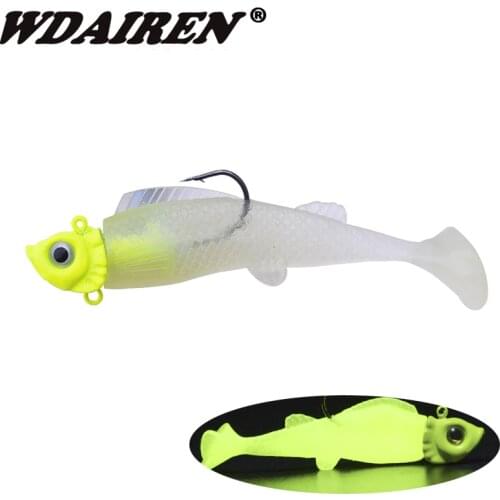 1Pcs jig soft bait wobblers 16g Fishing lure sea Fishing Tackle soft bait luminous lead Fishing Artificial rubber silicon WD-171