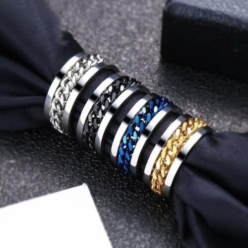 Stainless Steel Rotatable Men Ring High Quality Spinner Chain Punk Women Jewelry for Party Gift Mens Rings Stainless Steel