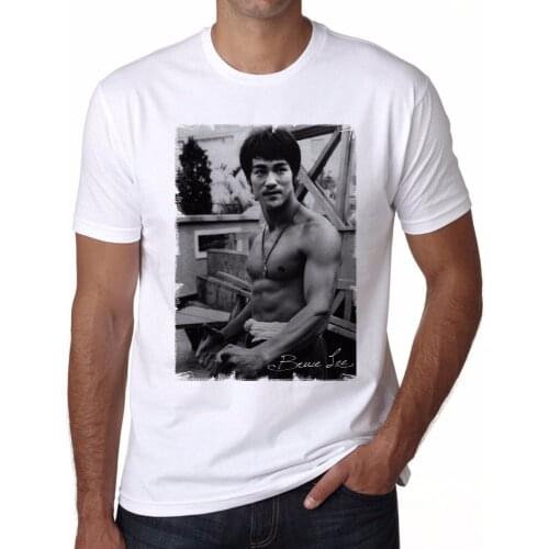 2019 New Man Casual T Shirt Tops Tee Bruce Li Jeet Kune Do White Cotton T-Shirt, Ideal Gift print Your Own Tee Shirt