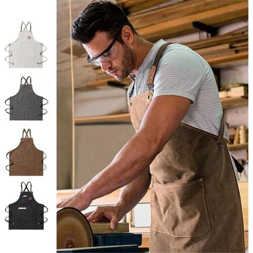 New Fashion Canvas Kitchen Aprons For Woman Men Chef Work Apron For Grill Restaurant Bar Shop Cafes Beauty Nails Studios Uniform