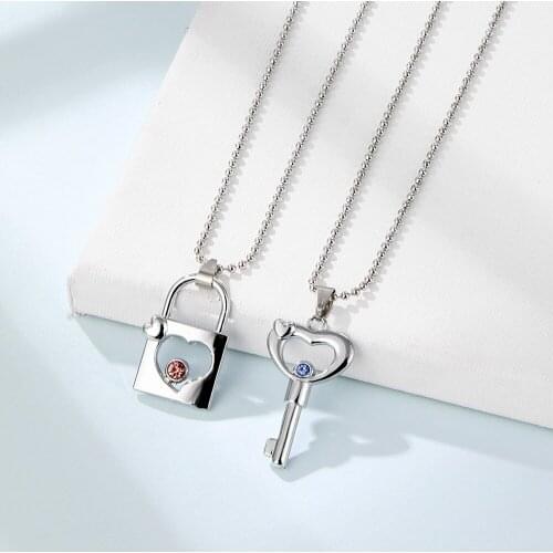 Charms Lock and Key Choker Necklace for Women Girls Crystal Heart Collar Necklace Trendy New Jewelry Engagement Gifts 2 Pcs Sale