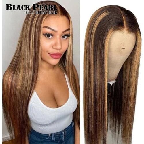 Factory Highlight Lace Front Human Hair Wigs Brazilian Straight P4/27 Ombre Human Hair Wig For Women 150 Density Lace Front Wig