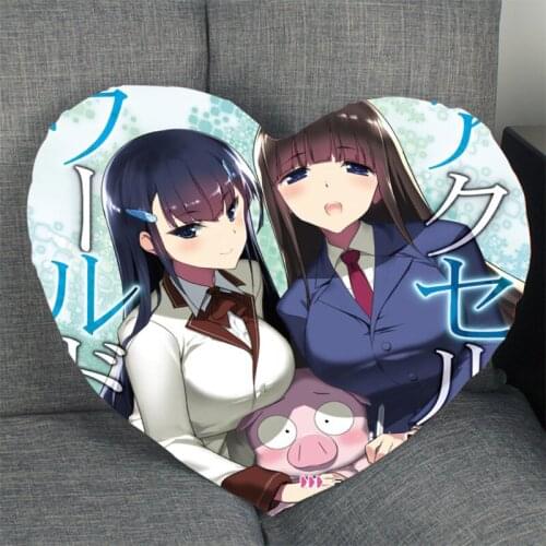 Custom Accel World Anime Pillow Case Heart Shaped Zipper Pillow Cover Satin Soft No Fade Pillow Cases Home Textile Decorative