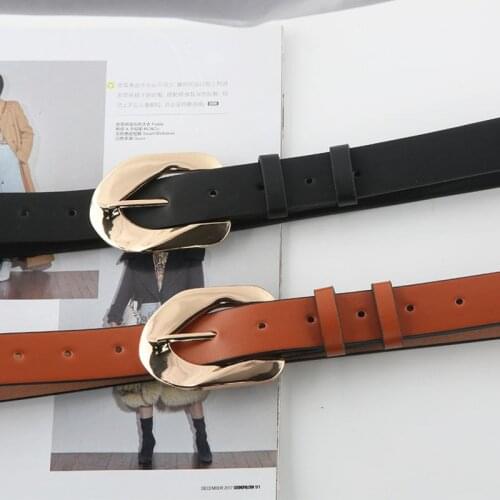Women Belts Leather Alloy Gold Pin Buckle Belt New Leisure Jeans HOT Casual Dress Decorate Cowskin Strap Waistbands Girl