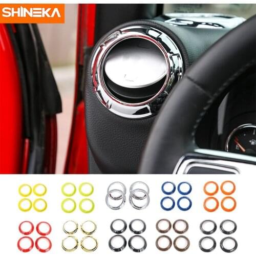 SHINEKA ABS Car Interior Air Condition Outlet Vent Decoration Cover Trim Ring Stickers For Jeep Wrangler 2011-2016 Car Styling