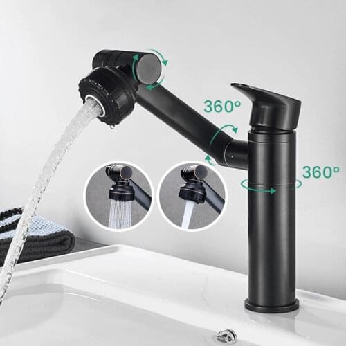 Modern 360 Degree Rotating Single Hole Faucet Multifunctional Hot and Cold Water Faucet Basin Faucet for Bathroom Sink VC