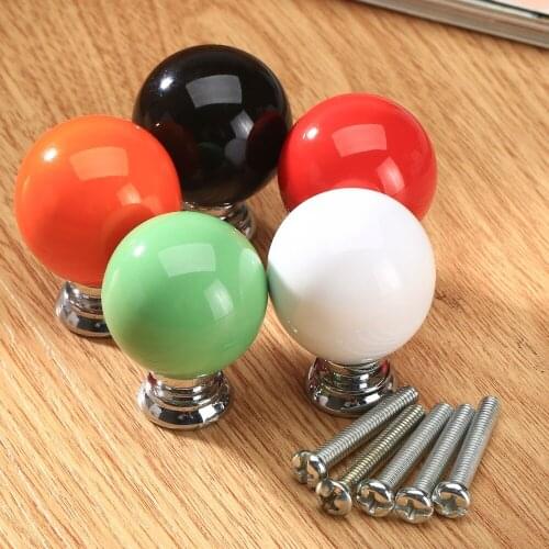 Solid Color Round Ceramic Kitchen Cabinet Door Knobs Furniture Handles & Knobs Cupboard Closet Drawer Wardrobe Pulls Handle Knob