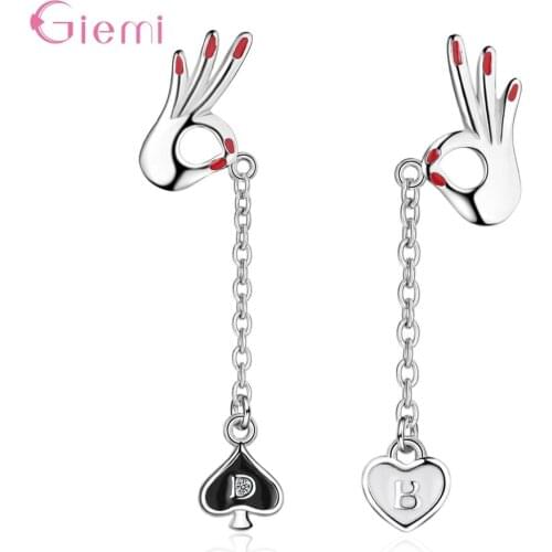 Trendy Korean Finger Heart Earring For Women Love Hand Gesture Drop Earrings Birthday Gift Jewelry Pendientes Bijoux