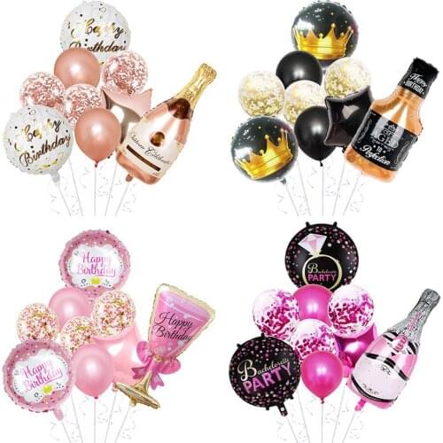 Champagne Glass Wine Bottle Aluminum Foil Balloon Birthday Graduation Bachelor Party Decoration Aluminum Foil Balloon