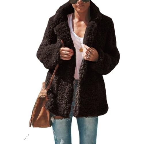 Elegant 2021 Women Autumn Winter Jacket Female Coat Causal Soft Fleece Plush Warm Plus Size Faux Fur Fluffy top Sudadera XXXL