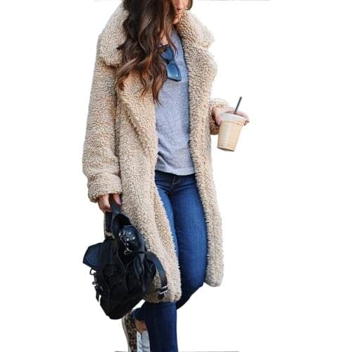 Women Long Plush Jackets 2019 Winter Warm Turn Down Collar Jacket Coats Female Sexy Thicken Long Sleeve Overcoats Plus Size