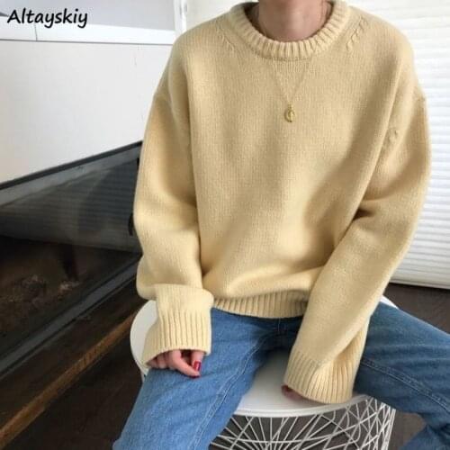 Pullovers Women 5 Colors Chic Simple Elegant Popular Harajuku Long Sleeve Autumn Warm Basic Ladies Sweater Knitted Clothing Ins
