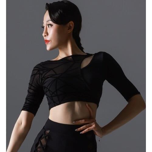 Latin Dance Crop Tops For Female Sexy Backless Salsa Dancing Competition Clothes Summer Tango Rumba Performance Costume YS1995