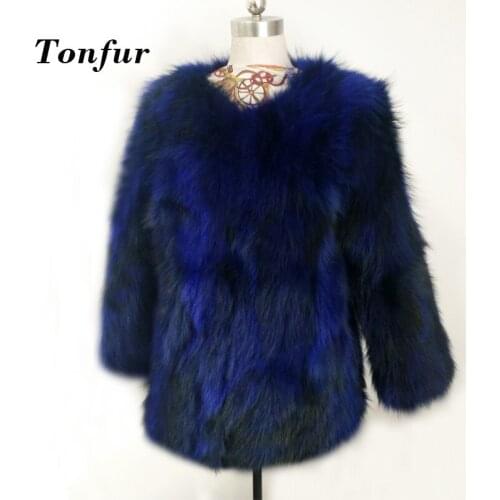WomenS New Thick Warm Genuine Raccoon Fur Coat Long Hair Natural Genuine Fox Fur Overcoat Factory Customize Fur Outwear tbsr55