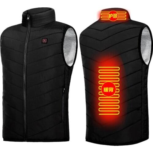 2 Places Heated Vest Men Women Usb Heated Jacket Heating Vest Thermal Clothing Hunting Vest Winter Heating Jacket BlackS-6XL