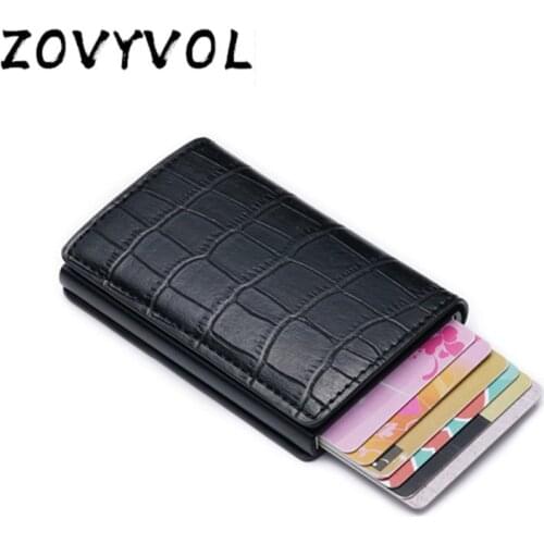 ZOVYVOL New Vintage Crocodile Pattern PU Leather Mini RFID Wallets for Men Women Aluminum Single Box ID Bank Credit Card Holders