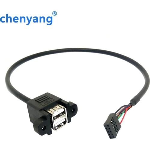 0.5M Stackable Dual USB 2.0 A Type Female to Motherboard 9Pin Header Cable