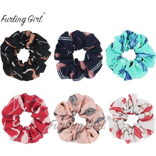 Furling Girl 1 PC Flamingo Design Elastic Hair Bands Women Hair Accesories Hair Tie Scrunchie Ponytail Hair Holder Rope