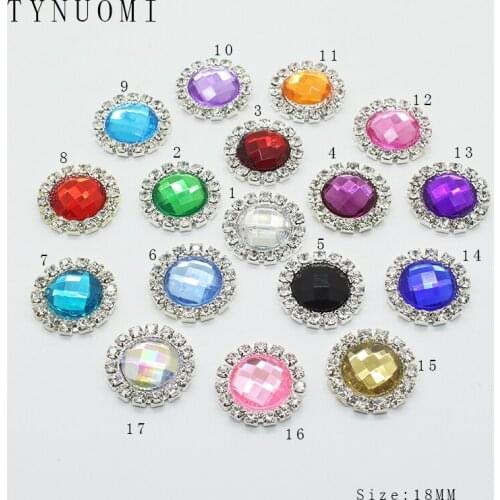 10Pcs / Lot 18MM Acrylic Rhinestone Buckle Clothing Sewing Buckle DIY Craft Jewelry Decoration Buckle Silver