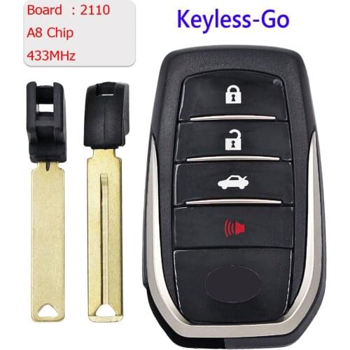 3+1 Button Keyless-Go Smart Remote Key For Toyota Highlande Highlande 433MHz A8 Chip Board ：2110 ​ ​FCC ID: HYQ14FBA