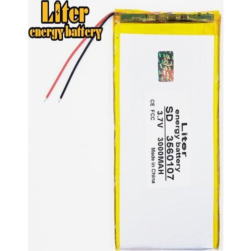 3.7V 3000mAh 3560107 3560105 Lithium Polymer Accumulator Li ion Rechargeable Battery For DVD GPS PDA Mobile Power Bank