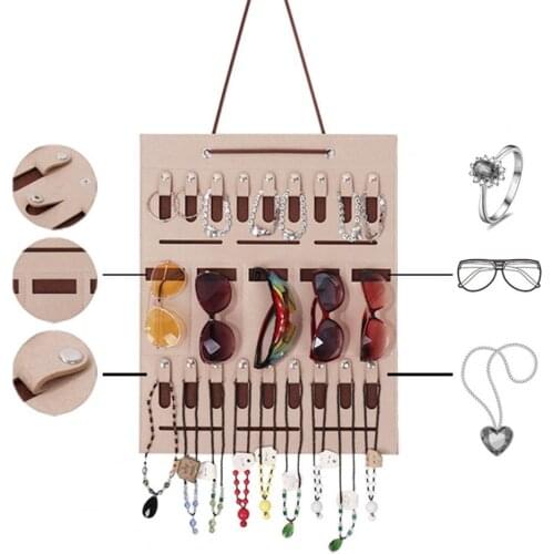80% Hot Sales!! Hanging Organizer Multiple Hooks Multi-Purpose Felt Cloth Sunglasses Earrings Jewelry Organizer Hanger for Home