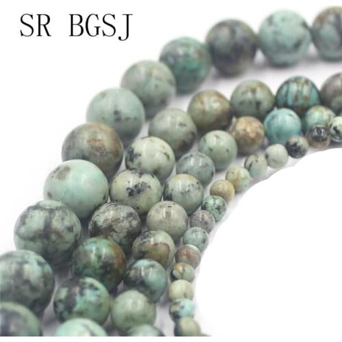 Free Shipping 4 6 8 10mm African Turquoises Gems Natural Round Stone Loose Beads DIY Strand 15"