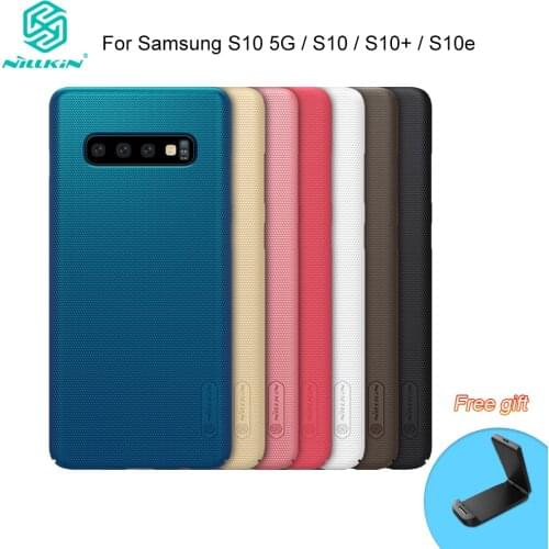 Nillkin For Samsung Galaxy S10 5G Plus S10e Case Hard Frosted PC Protective Shield Back Cover w/ Gift Phone Holder