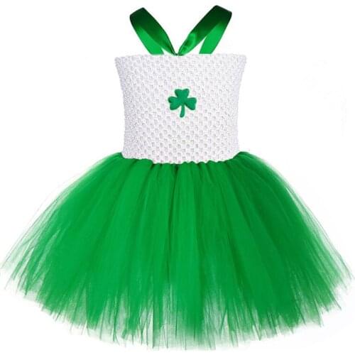 Children Green Fairy Princess Wings Costumes Girl Tutu Dress Halloween Costume For Kids St. Patricks Day Party Dresses Outfits