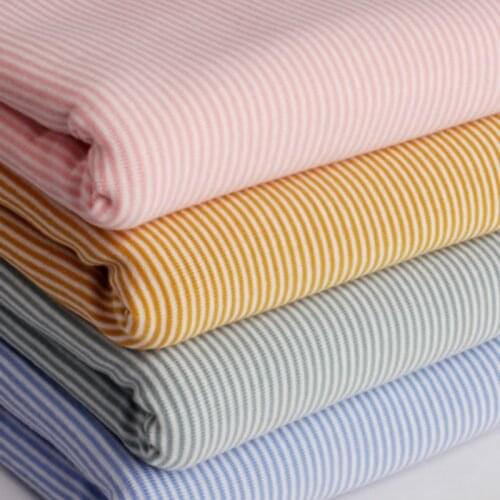 Printed 2mm striped 4 way Stretchy Cotton Knitted Lycra fabric for DIY fashion apparel cotton fabric 50*185cm