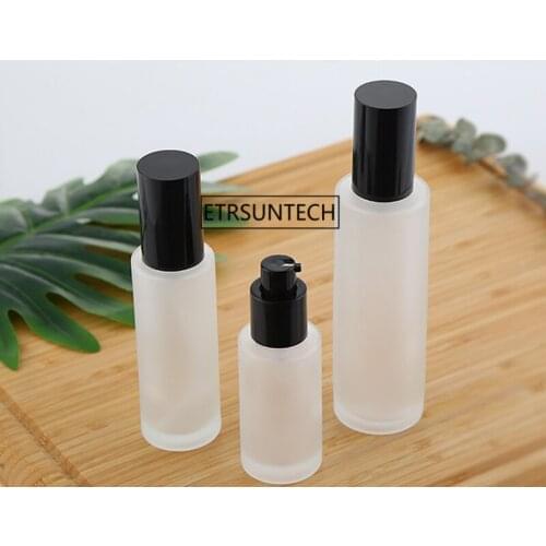 60pcs 20/30/40/50ml Essence Oil Lotion Pump Bottle Glass Bottle Cosmetic Containers Bottle Frosted White Clear colors F3529