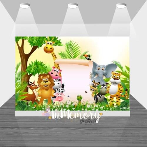 Safari Birthday Party Photography Background Animals Elephant Giraffe Lion Baby Shower Backdrop Customize Poster Wallpaper