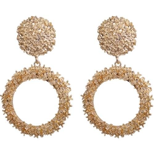 Geometric Round Vintage Earrings For Women Gold Big Statement Earings Fashion Jewelry Rock Popular Earrings Modern Jewelry