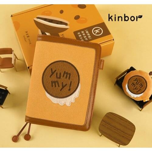 Kinbor Dorayaki A6 Hand Book Set Creative Embroidery Kawaii Ins Cute Notebook 128 Sheets Self-filled Schedule Book Gift Set