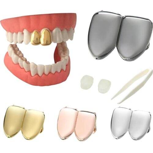1Pcs Gold Teeth Grillz Top Grills Dental Mouth Punk Teeth Caps Cosplay Party Tooth Rapper Jewelry Gift Plated Single Tooth Cap