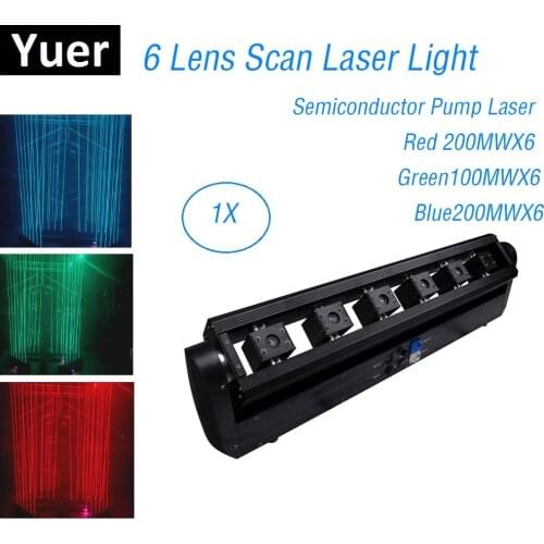 6 Lens Scan Laser Light Line Beam 3W Laser Line Scanner Stage Lighting Effect Projector Light DJ Dance Bar Party Disco Lasershow