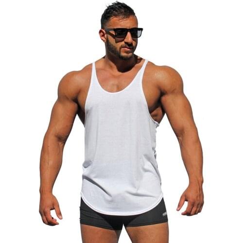 Muscleguys Bodybuilding stringer tank tops men blank vest solid color gyms singlets fitness undershirt men vest sleeveless shirt