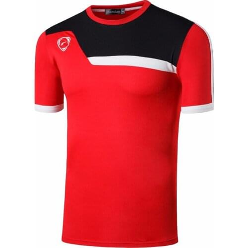 Jeansian Mens Sport Tee Shirt Tshirt T-shirts Tops Running Gym Fitness Workout Football Short Sleeve Dry Fit LSL073 Red2