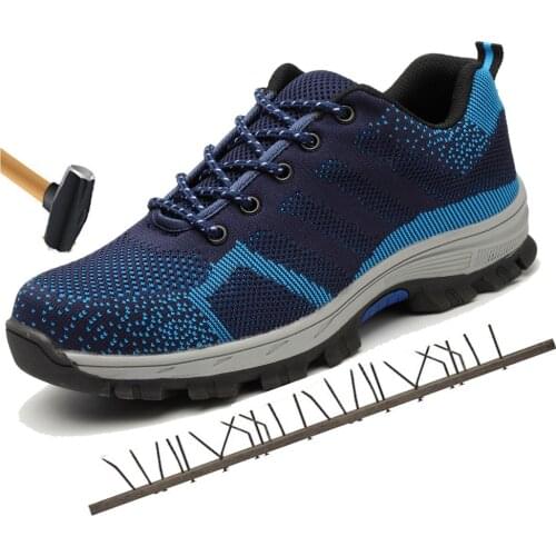 Outdoor Mens Breathable Mesh Steel Toe Cap Work Safety Shoes Boots Men Outdoor Anti-slip Steel Puncture Proof Safety Shoes