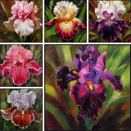 Diamond Painting Plein Pink Iris Cross Stitch Kit Full Square/Round Diamond Embroidery Bead Mosaic Pattern Flowers Arts & Crafts