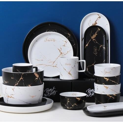 Dishes set creative home ceramic tableware personalized soup bowl simple European style ins dishes Nordic tableware