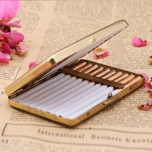 New 16 Cigarettes Mens Brass Pocket Cigarette Tobacco Storage Case Box Holder