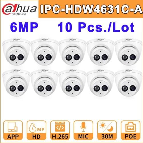 Wholesale 10 Pcs./Lot DH-IPC-HDW4631C-A Dahua IP Network Camera Home IPC HD 6MP CCTV IR30M Night Vision Built-In Mic IP67 Onvif